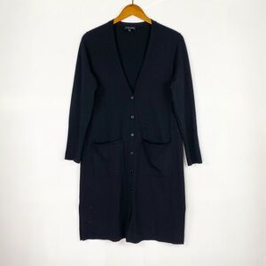 Eileen Fisher Wool Longline Button Front Cardigan Size Small‎ Petite Pocket